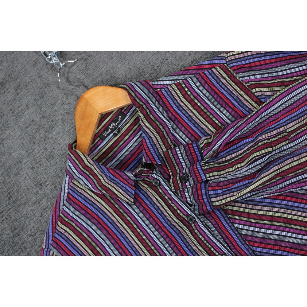 Velvet Heart Womens Multi Color Striped Rayon Button Down Shirt Size L 31A-20321